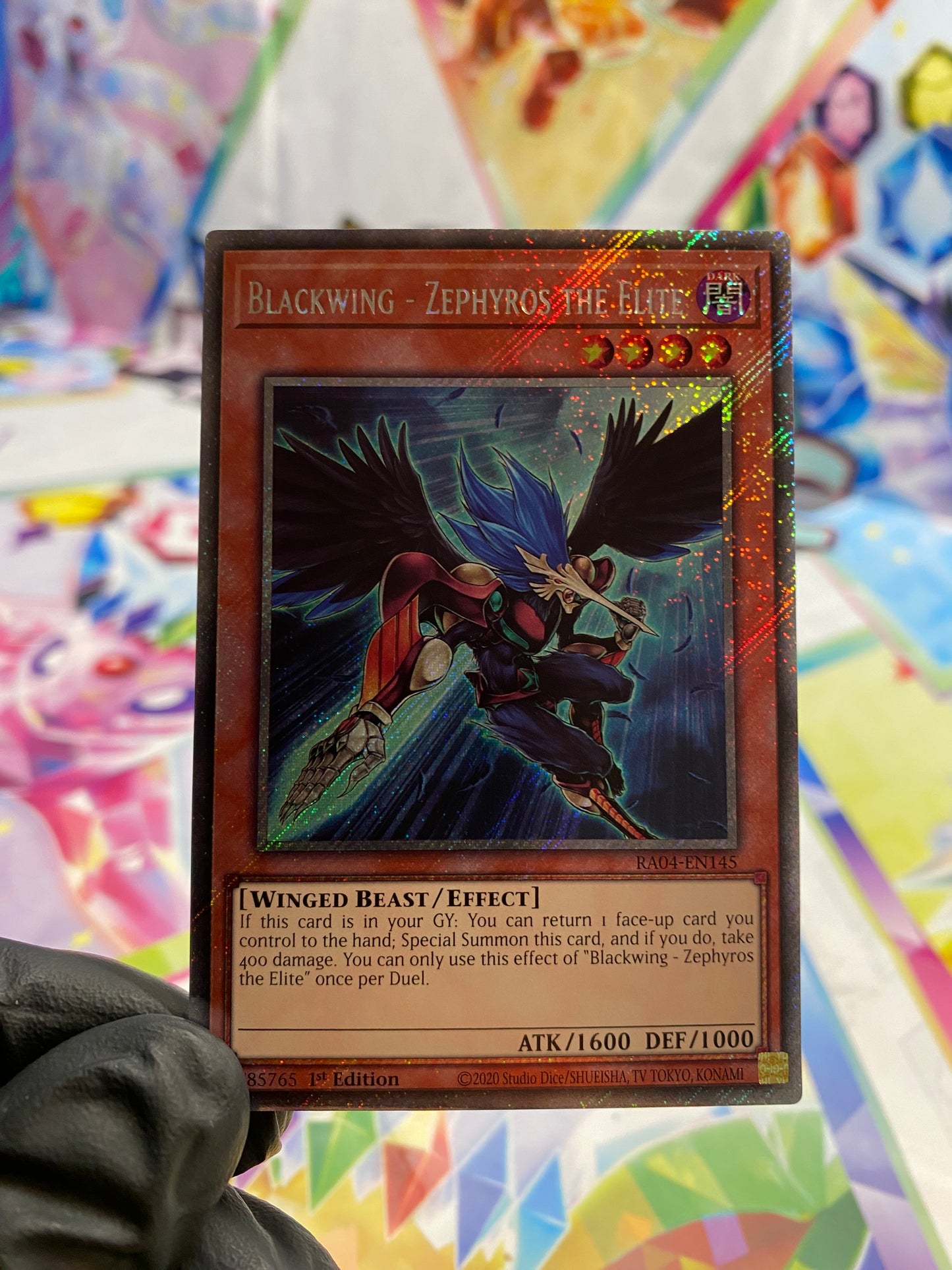 Yu-Gi-Oh! Blackwing - Zephyros The Elite (RA04-EN145) Platinum Secret Rare - NM/M