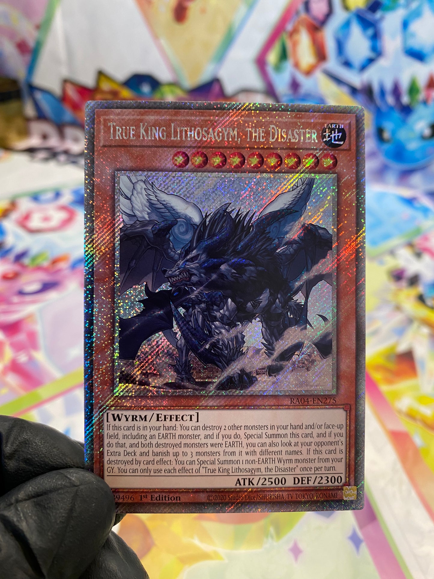 Yu-Gi-Oh! True King Lithosagym, The Disaster (RA04-EN275) Platinum Secret Rare - NM/M