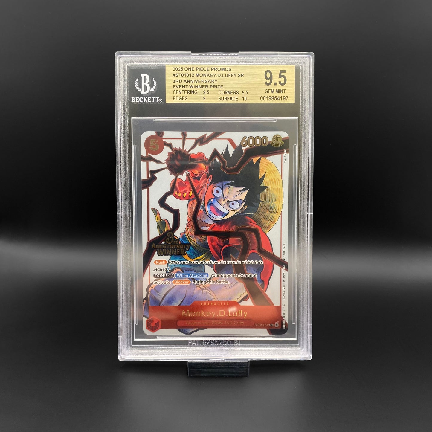 BGS 9.5 / Monkey.D.Luffy SR 3rd Anniversary Event Winner Prize (ST01-012)